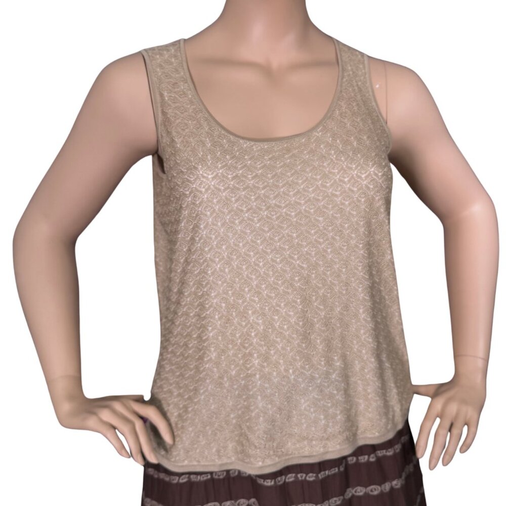 Talbots Tan Textured Silk Sleeveless Top Size 1X‎